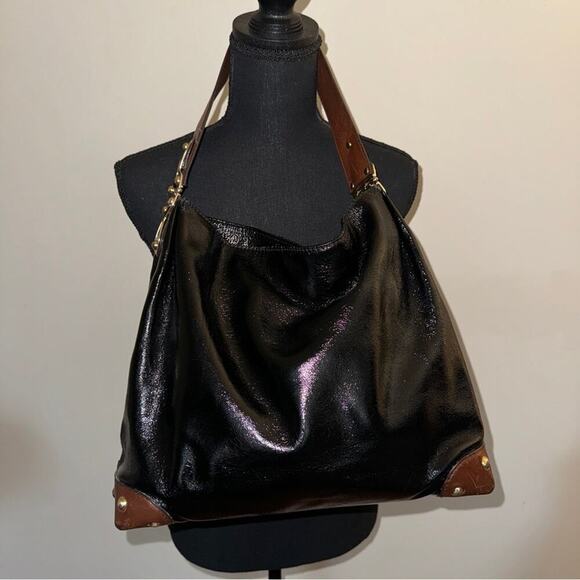 Michael Kors Handbags - Michael Kors Joplin Patent Leather Hobo Large Shoulder Bag Black